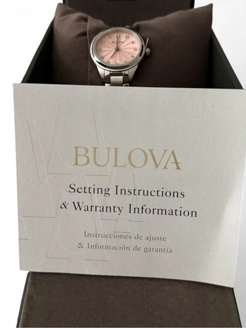NWT Bulova Women's Stainless Steel Watch with Pink Dial